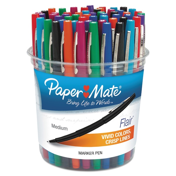 Paper Mate Point Guard Flair Felt Tip Porous Point Pen, Stick, Bold 1.4 mm, Assorted Ink/Barrel Colors, PK48 4651 - main